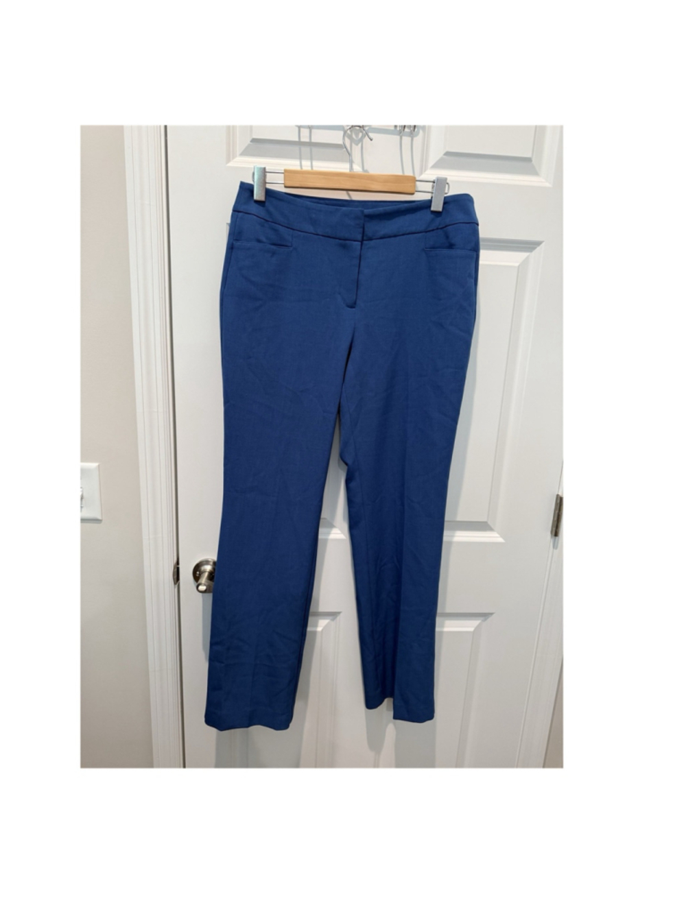 Kasper Women's Blue Solid Straight Leg Flat Front Dress Pants